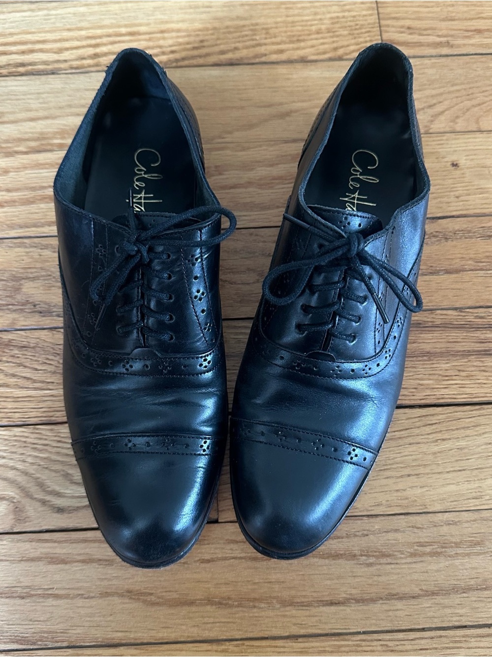 Cole Haan Black Leather Oxfords